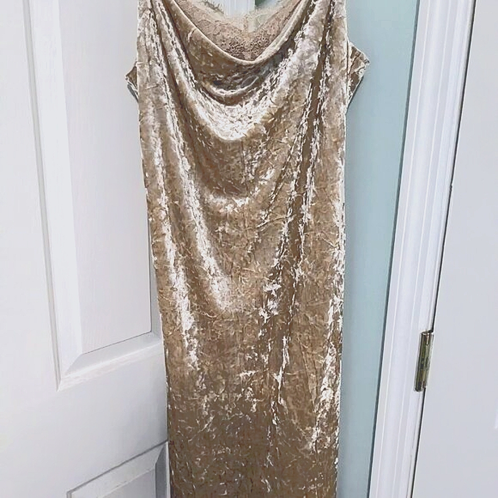 Hem and Thread Crushed Velvet Dress